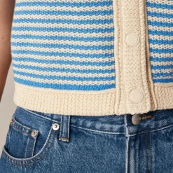Cropped sweater shell in stripe