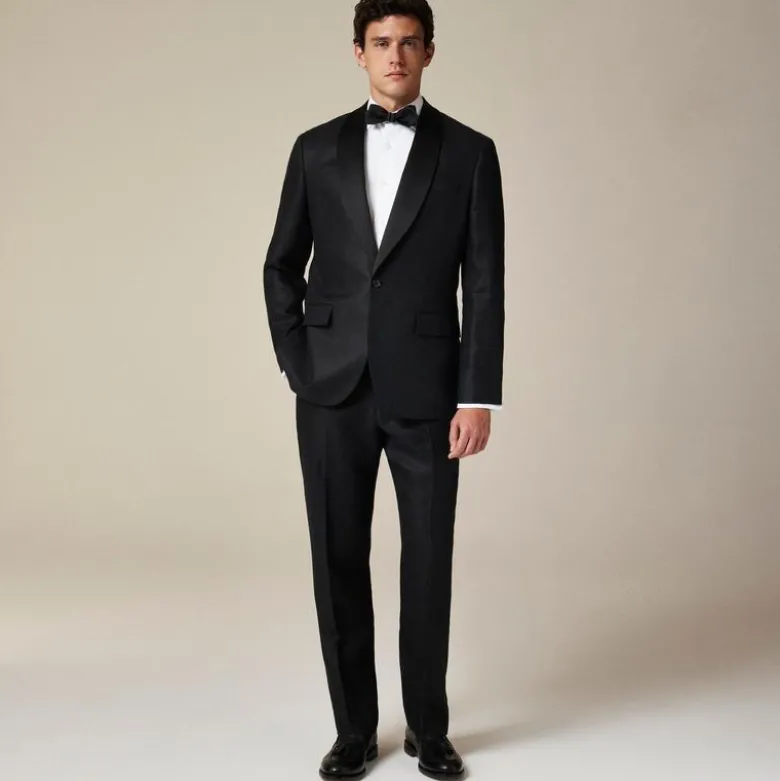 Crosby Classic-fit shawl-collar tuxedo jacket in linen herringbone