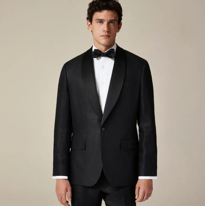 Crosby Classic-fit shawl-collar tuxedo jacket in linen herringbone