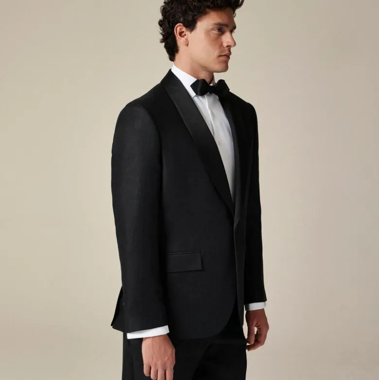 Crosby Classic-fit shawl-collar tuxedo jacket in linen herringbone