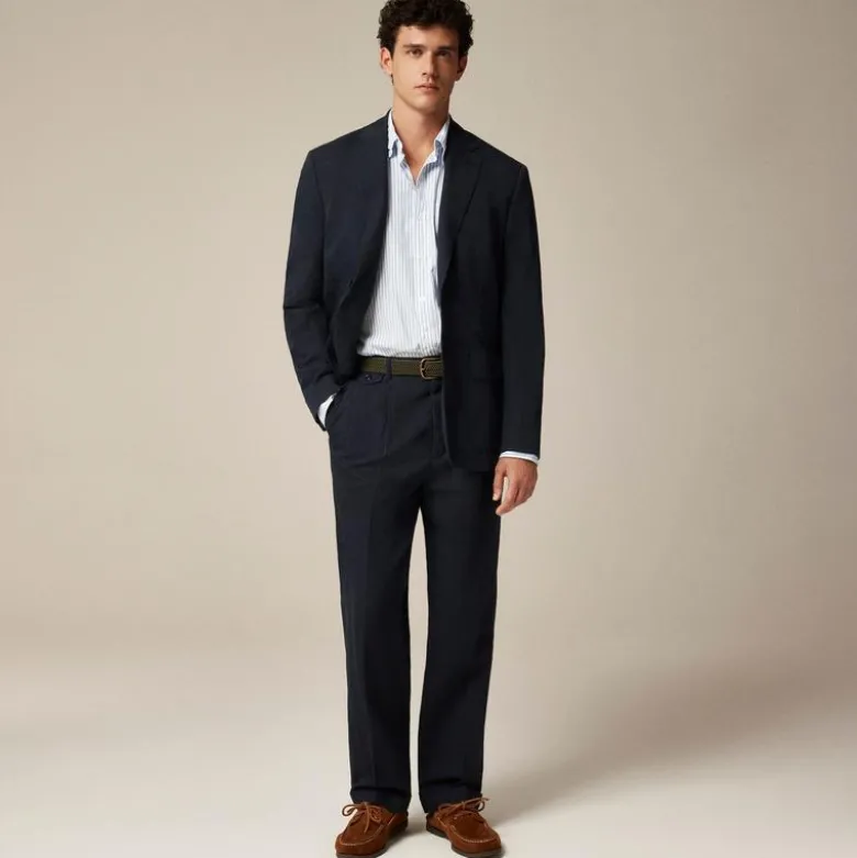Crosby Classic-fit suit jacket in garment-dyed Italian cotton-linen blend