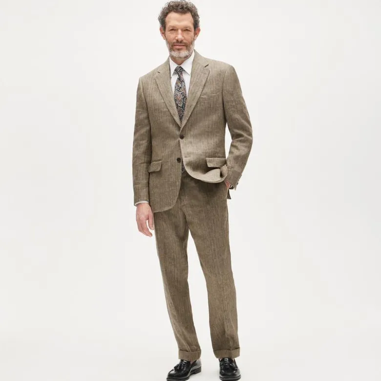 Crosby Classic-fit suit jacket in linen herringbone twill