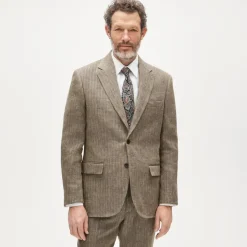Crosby Classic-fit suit jacket in linen herringbone twill