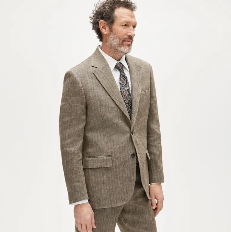 Crosby Classic-fit suit jacket in linen herringbone twill