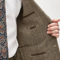 Crosby Classic-fit suit jacket in linen herringbone twill