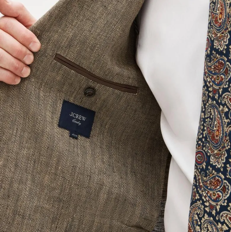 Crosby Classic-fit suit jacket in linen herringbone twill