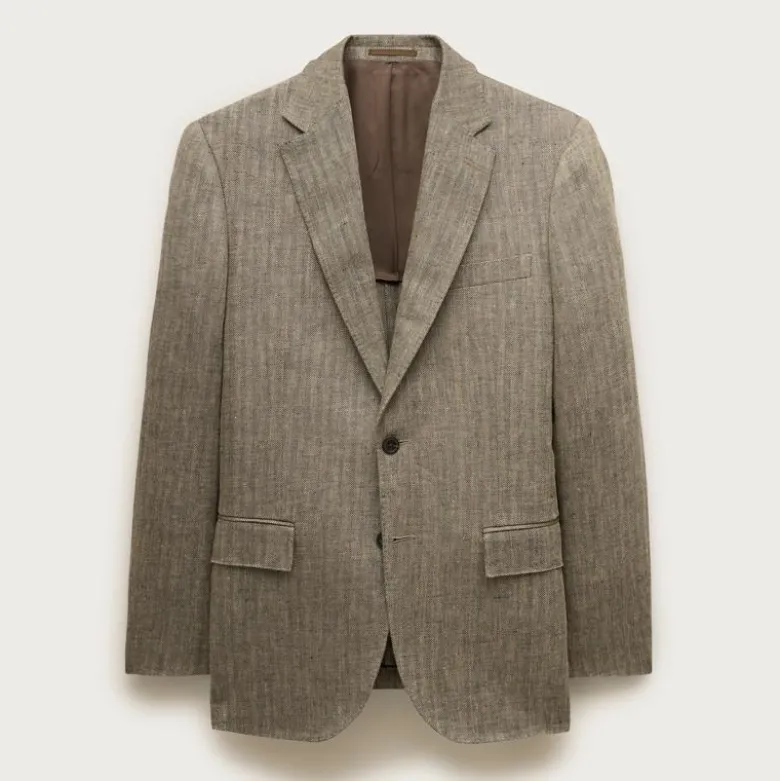 Crosby Classic-fit suit jacket in linen herringbone twill
