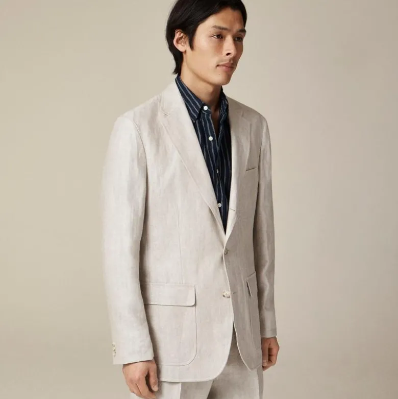 Crosby Classic-fit suit jacket in linen herringbone