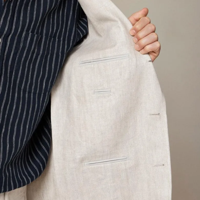 Crosby Classic-fit suit jacket in linen herringbone
