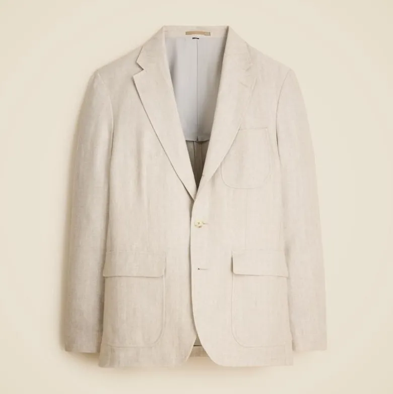 Crosby Classic-fit suit jacket in linen herringbone
