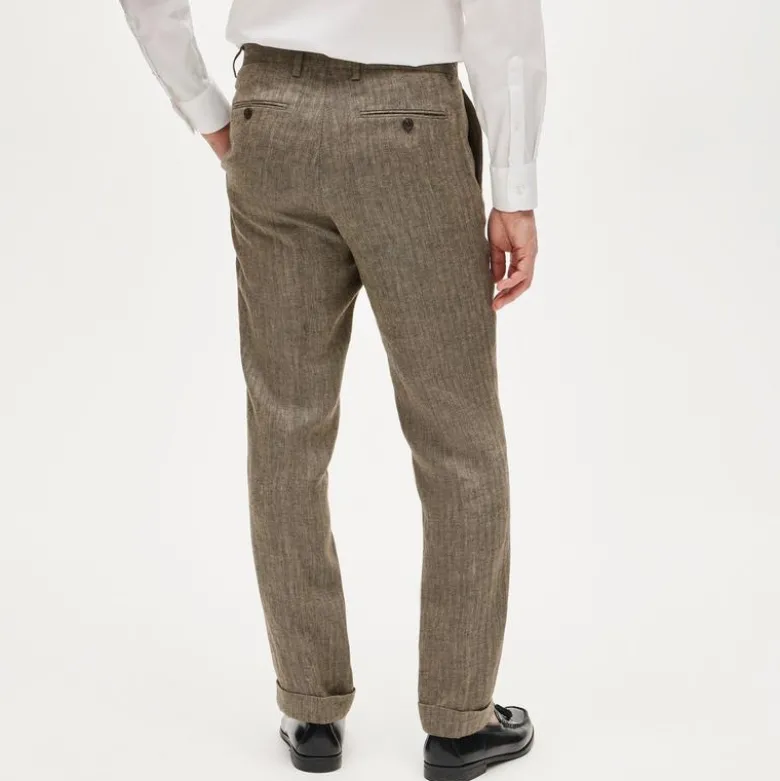 Crosby Classic-fit suit pant in linen herringbone twill