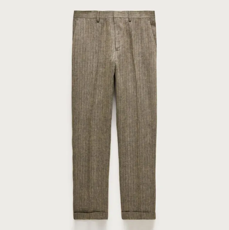 Crosby Classic-fit suit pant in linen herringbone twill