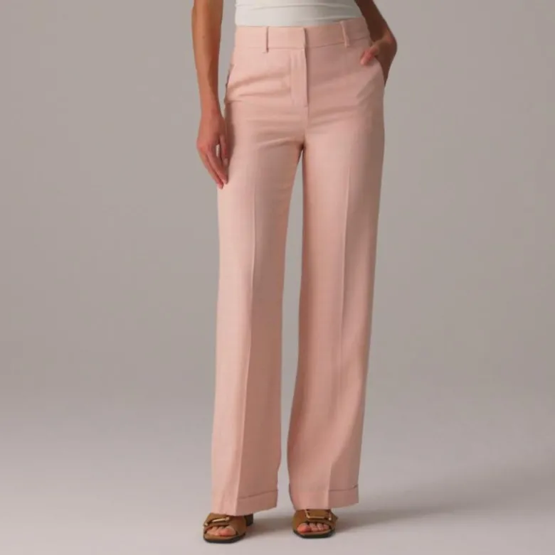 Cuffed wide-leg trouser in luster canvas