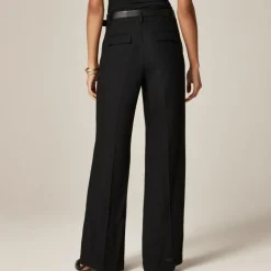 Cuffed wide-leg trouser in luster canvas