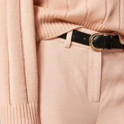 Cuffed wide-leg trouser in luster canvas