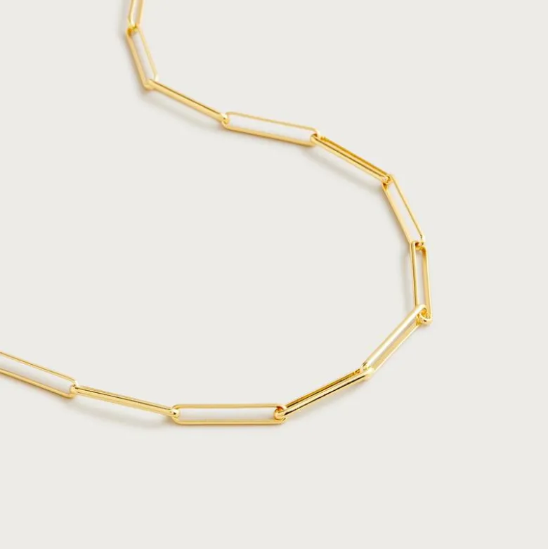 Dainty gold-plated paper-clip collar necklace