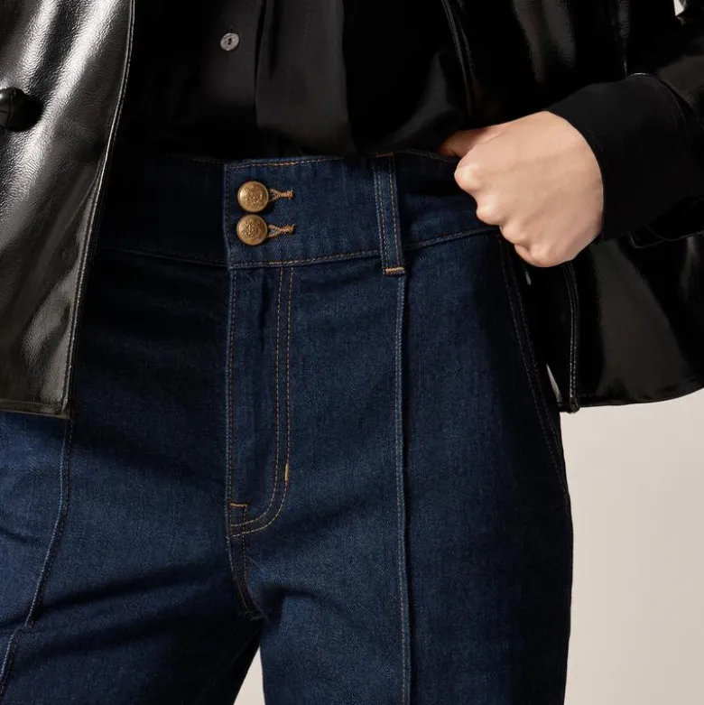 Denim trouser jean with stacked buttons