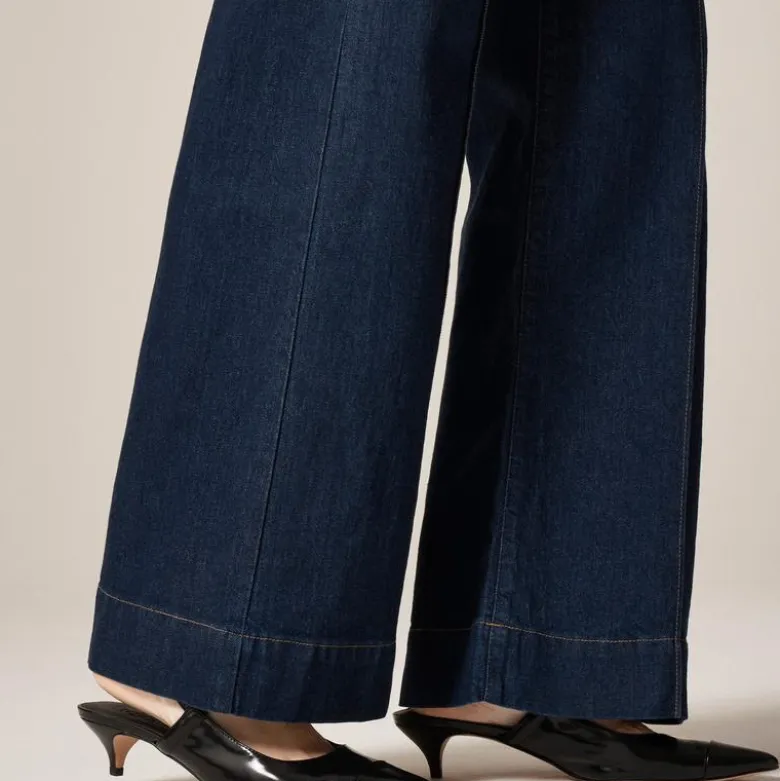 Denim trouser jean with stacked buttons