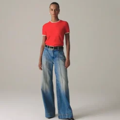 Denim trouser jean with stacked buttons