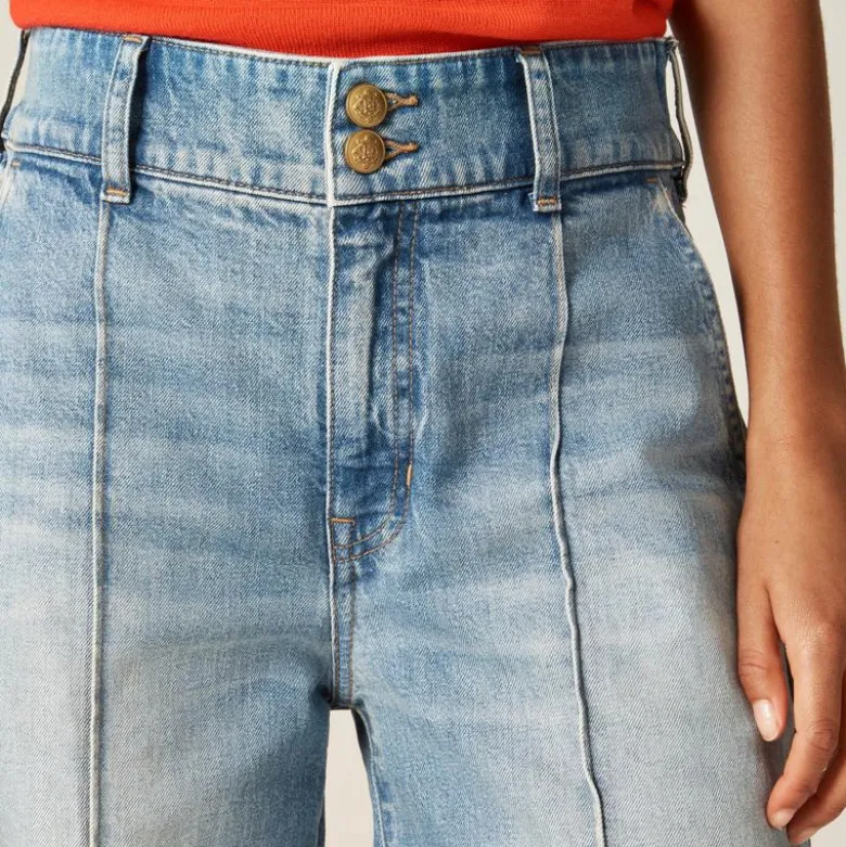 Denim trouser jean with stacked buttons