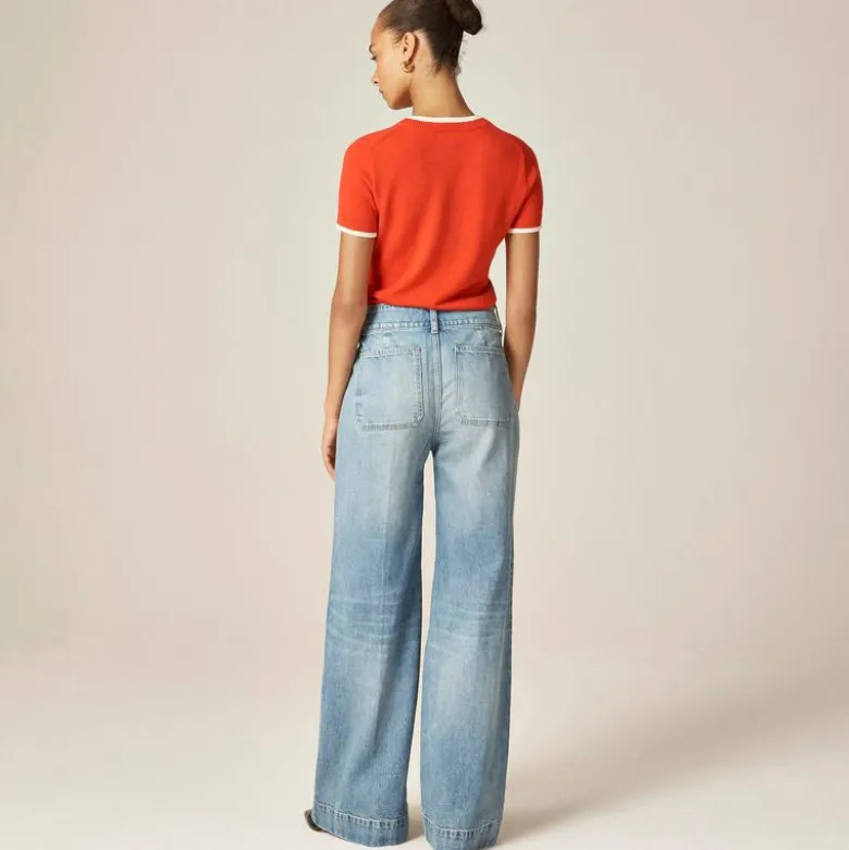 Denim trouser jean with stacked buttons
