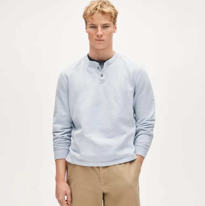Dense cotton herringbone henley