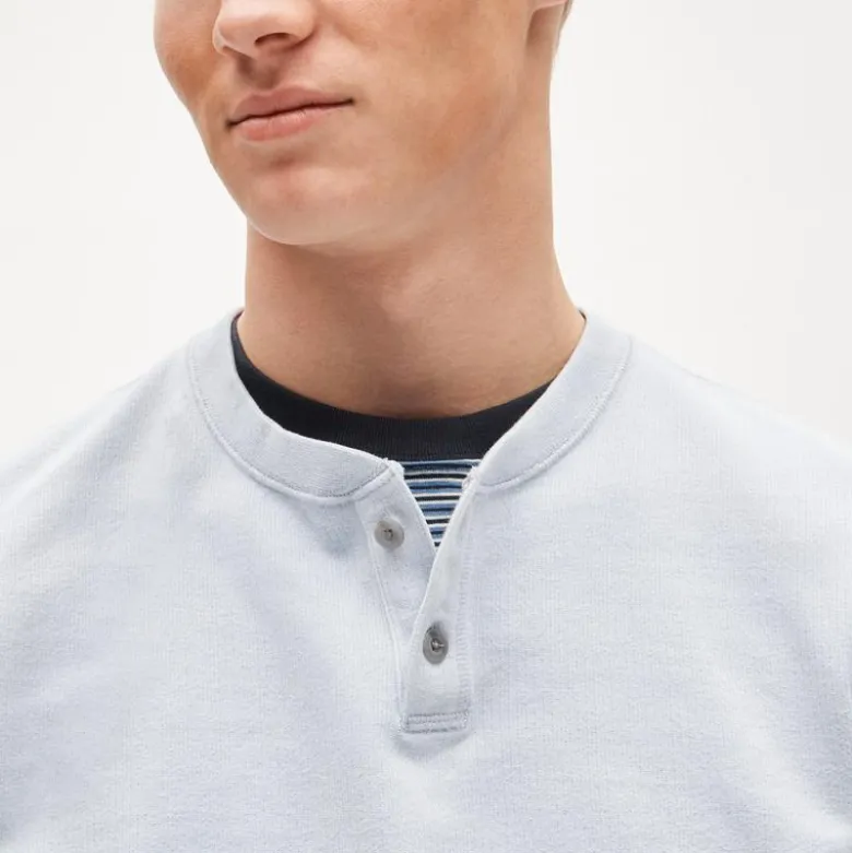 Dense cotton herringbone henley