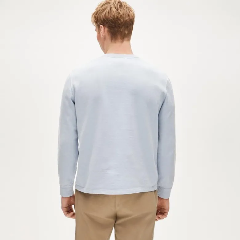 Dense cotton herringbone henley