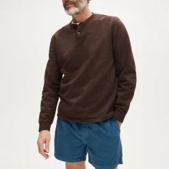 Dense cotton herringbone henley