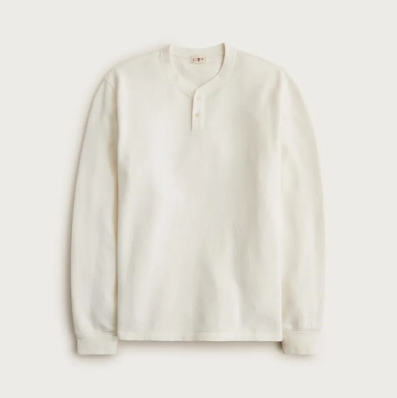 Dense cotton herringbone henley