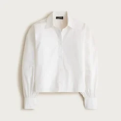 Dolman-sleeve button down shirt in cotton poplin