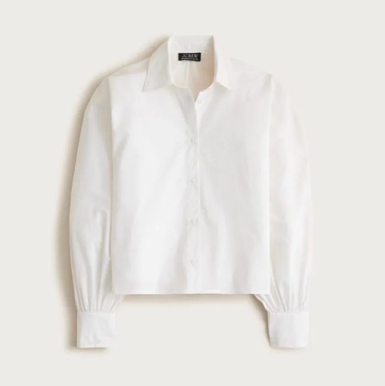 Dolman-sleeve button down shirt in cotton poplin