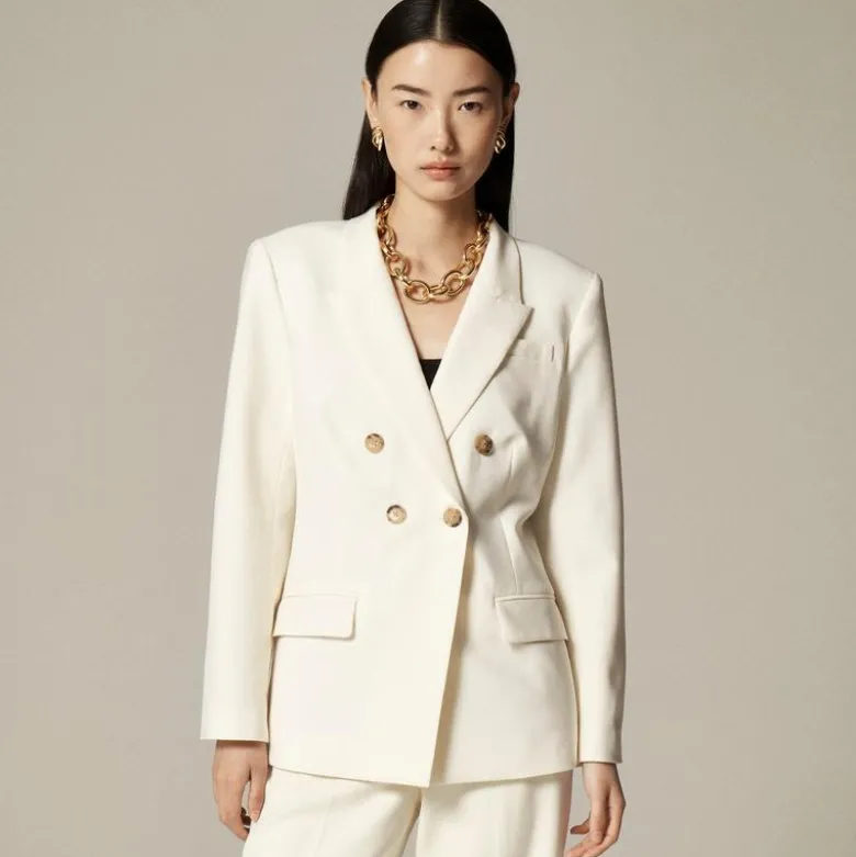Double-breasted blazer in Italian stretch merino wool blend