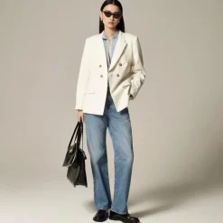 Double-breasted blazer in Italian stretch merino wool blend