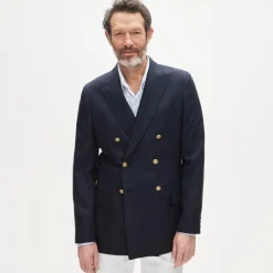 Double-breasted blazer in English wool