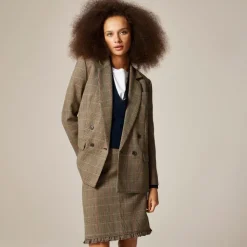 Double-breasted blazer in glen plaid wool