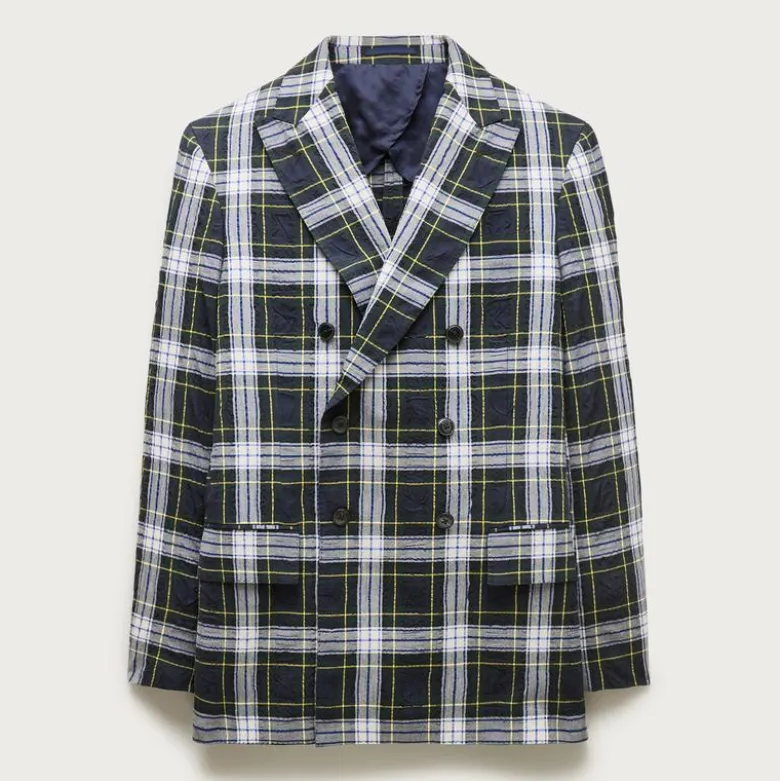 Double-breasted blazer in Japanese seersucker