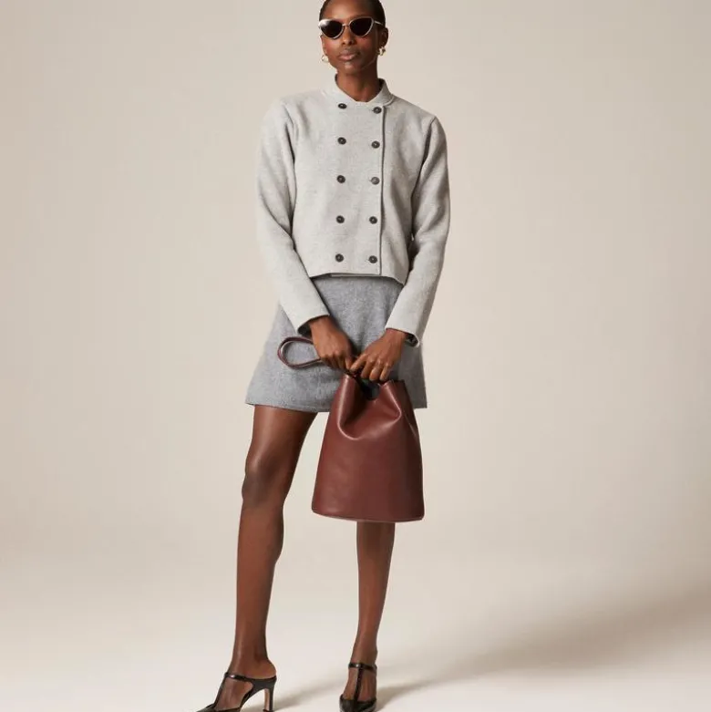 Double-breasted jacket in knit wool blend