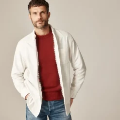 Double-faced brushed cotton oxford overshirt