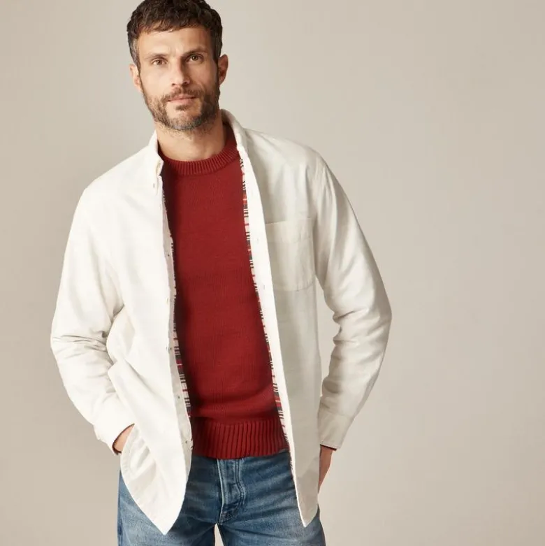 Double-faced brushed cotton oxford overshirt