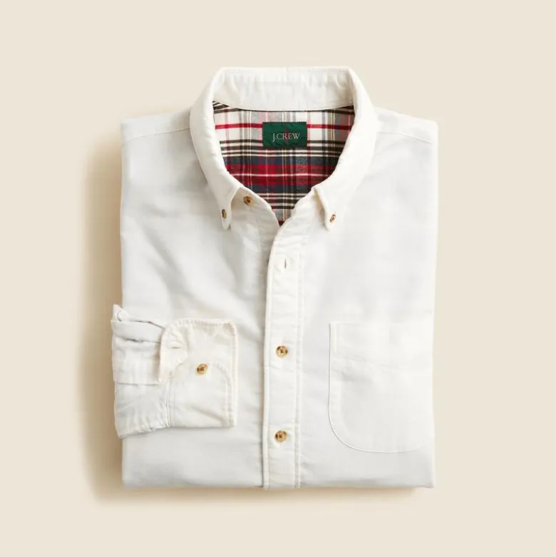 Double-faced brushed cotton oxford overshirt