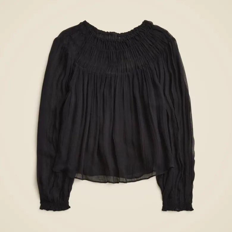 Drapey shirred top in crinkle cupro