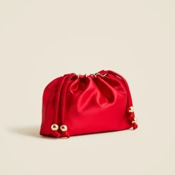 Drawstring pouch bag in satin