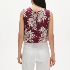 Drawstring-waist tank top in pineapple garden sateen