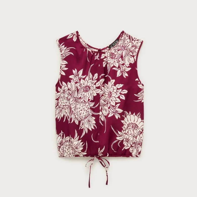Drawstring-waist tank top in pineapple garden sateen