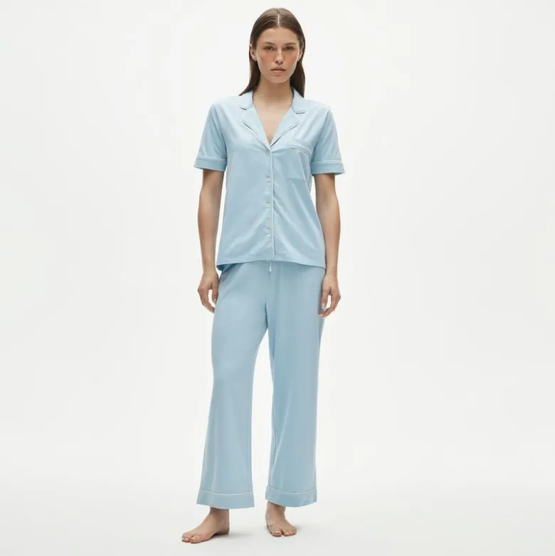 Dreamy cotton-blend short-sleeve pajama pant set
