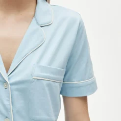 Dreamy cotton-blend short-sleeve pajama pant set