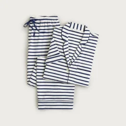 Dreamy cotton-blend short-sleeve pajama pant set in stripe