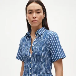 Elsie shirt-dress in striped cotton poplin