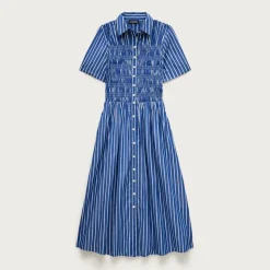 Elsie shirt-dress in striped cotton poplin